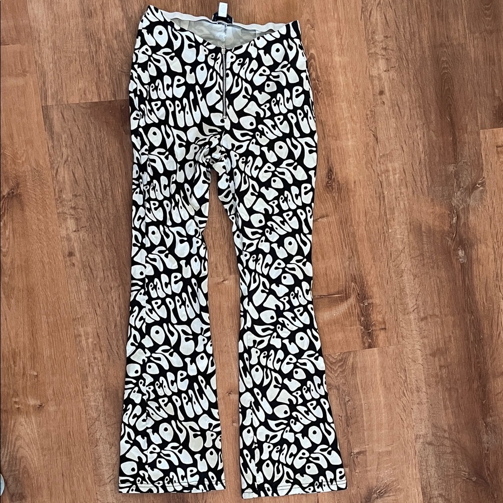 Topshop PEACE Abstract Print Trousers with zip up